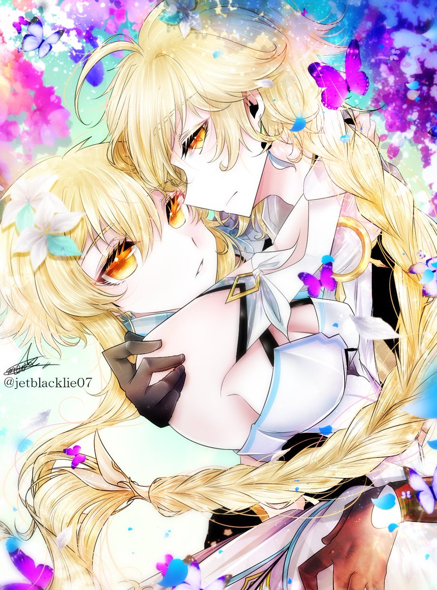 空(原神) ,蛍|ほたる(原神) 「✨💠【空と蛍】💠✨ 」|雨音のイラスト