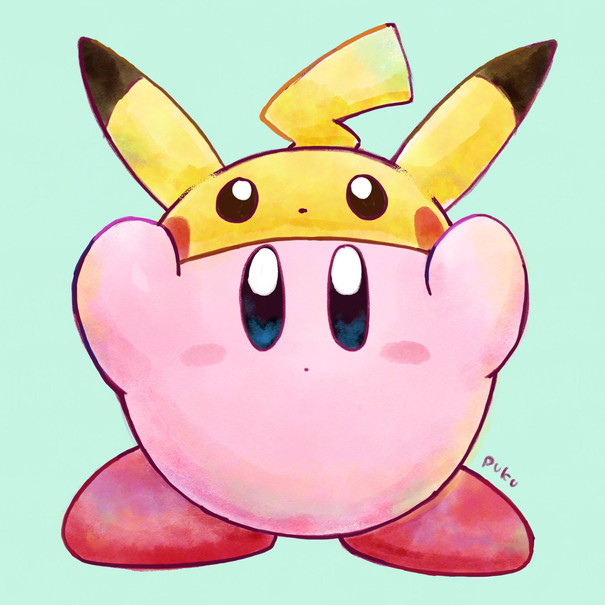 ぷく Oo ピカチュウをコピーしたカービィをアイコン用に描きました イラスト カービィ ピカチュウ T Co Zxpkjkr5l0 Twitter