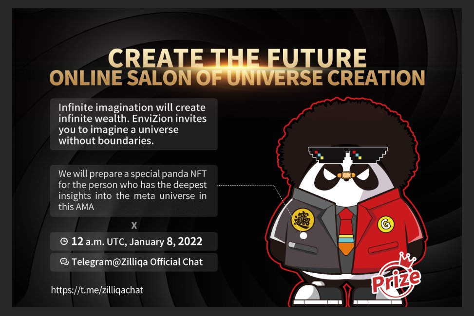 EnviZionWorld's tweet photo. Tomorrow, we will initiate a discussion on the construction of a meta-universe in Telegram@Zilliqa Official Chat. Those who have the most insights into the meta-universe can get Dr. Panda. Welcome! https://t.co/MBEy95F1mC

#Envizion #Zilliqa https://t.co/OvzGTAGluD