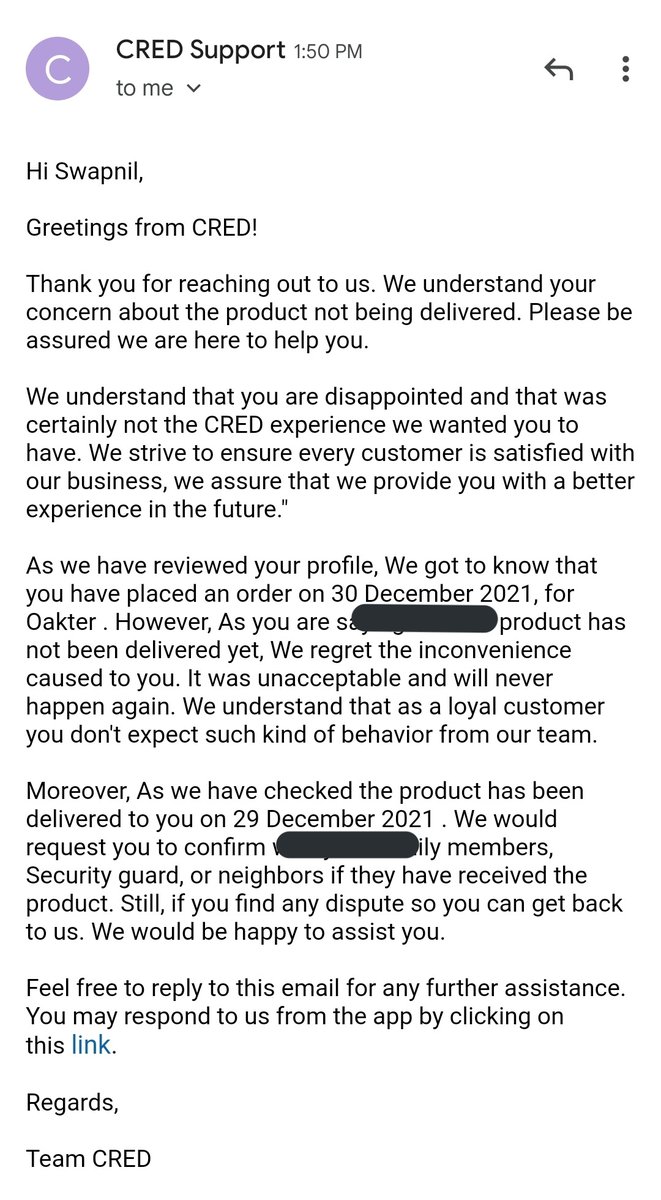 Swapnil_Jain_09's tweet photo. I ordered a product on 30th December 2021 and CRED team delivered it on 29th December 2021. 

Wow! Do you guys know time travel? @CRED_club
@CRED_support https://t.co/AcidnJJOE8