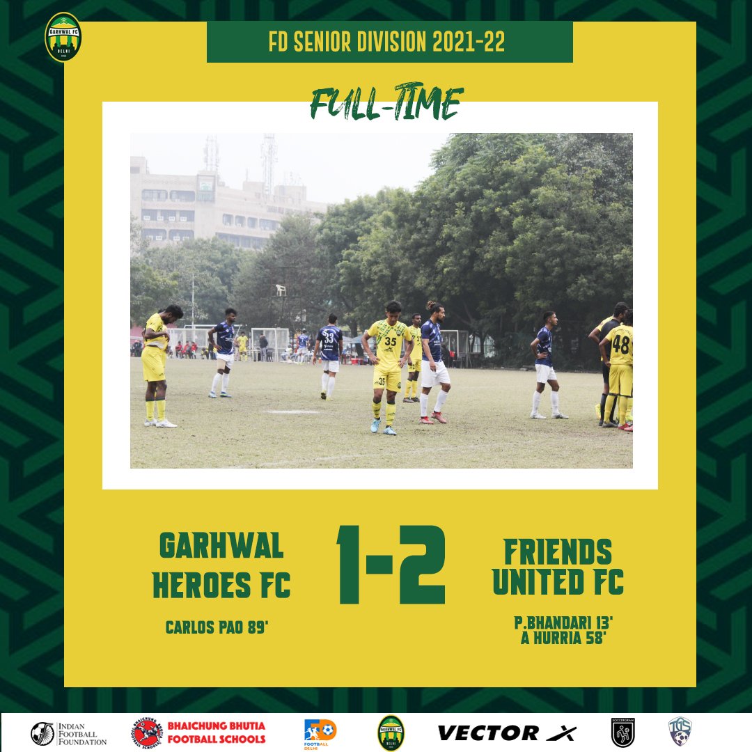 GarhwalFC's tweet photo. Not the result we wanted to end our campaign in the #FDSeniorDivision 

1-2 defeat vs Friends United FC 

#GarhwalHeroes #Indianfootball https://t.co/7RGkynAsqP