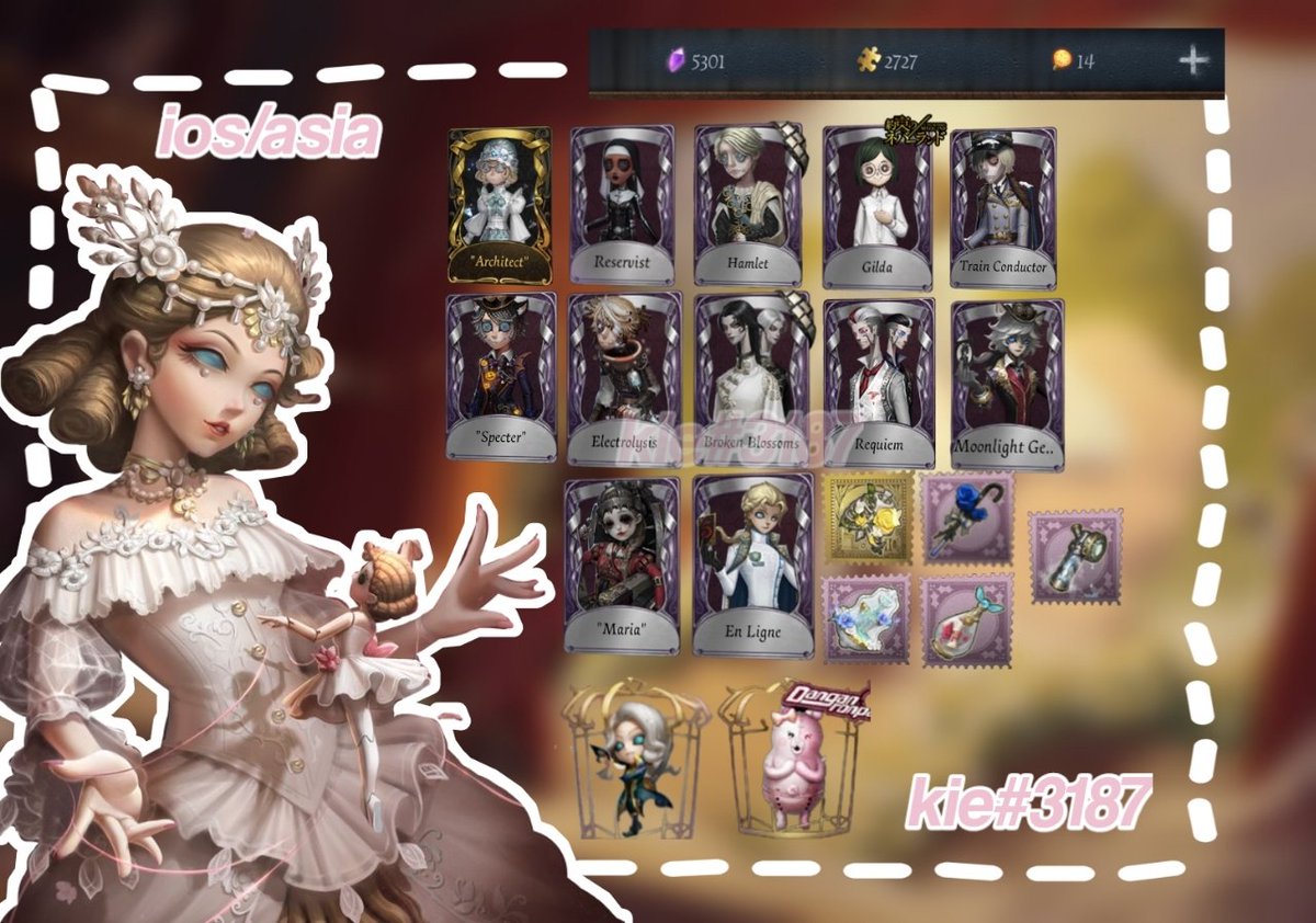 trading my idv account with an asia-android account that probably have the same S/A rank skins/accesory, i badly need an android account my old phone broke and i have android rn  TT
#IdentityV #idvtwt #idvtrade