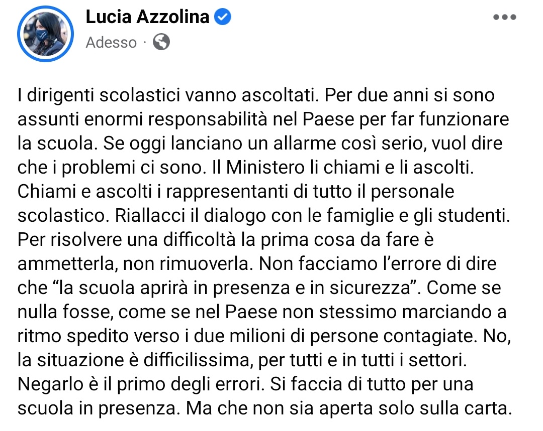 AzzolinaLucia's tweet image. I dirigenti scolastici vanno ascoltati.