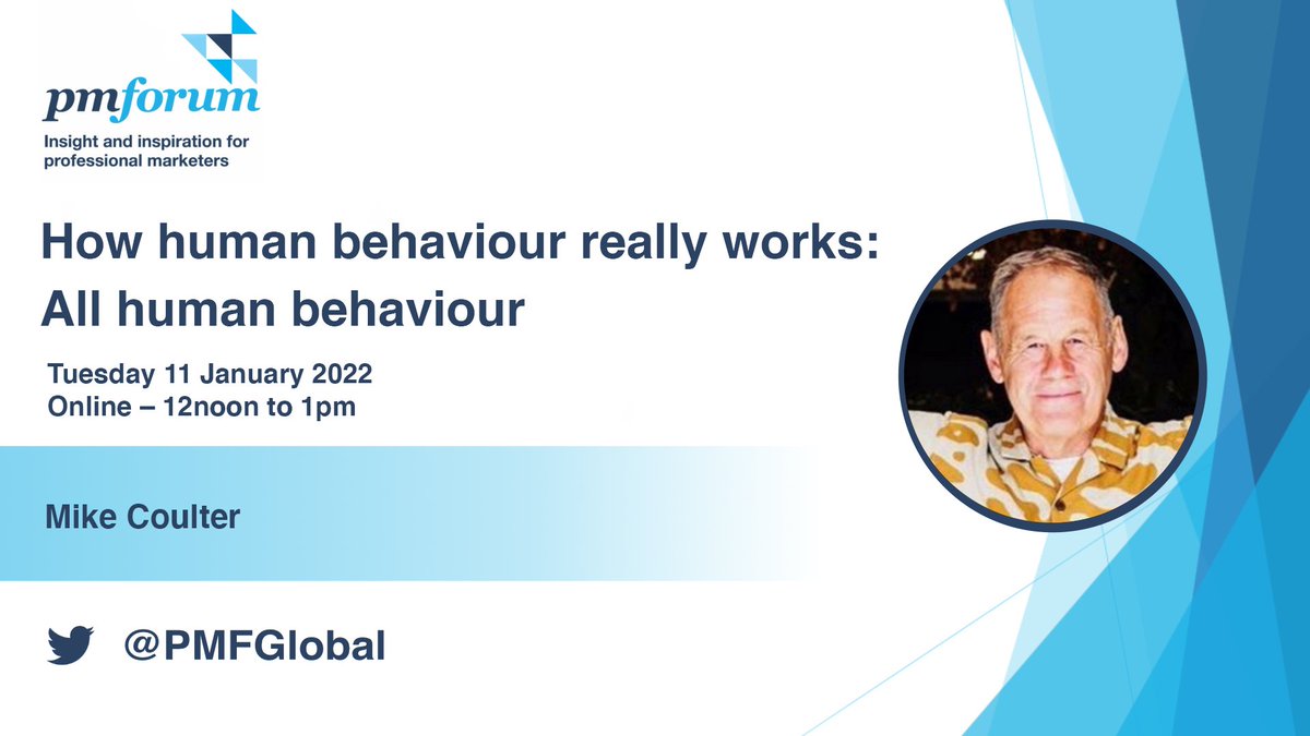 First <a href="/PMFGlobal/">PM Forum</a> webinar for 2022 takes place next week.
How human behaviour really works with Mike Coulter.
11 January 2022
More details available at: ow.ly/q4A550H6gjw