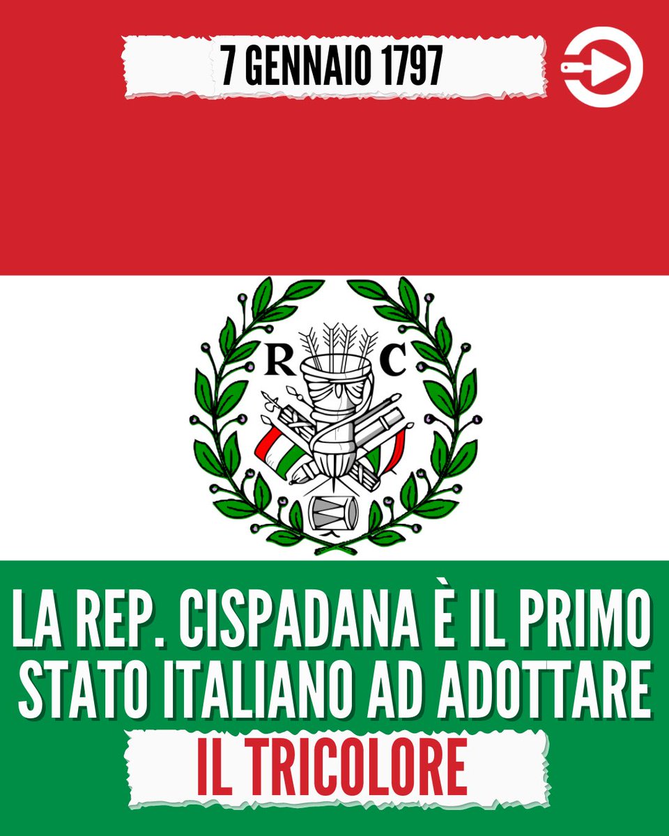 Archeo_Me's tweet photo. 👉🏻 #ACCADDEOGGI - 7 gennaio 1797, La #RepubblicaCispadana è il primo stato #italiano ad adottare ufficialmente il #tricolore come bandiera

----------
#ArcheoMe - Make Culture Great Again🏺🗿🏛 https://t.co/UWdi84uQ74