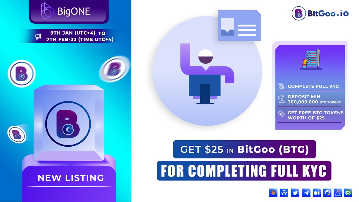 BitgooCoin's tweet image. 📢We are very happy to inform that
#BigONE has announced for Listing #BitGoo (BTG)

Let&apos;s make this campaign successful together🤝

Open Your Account in #BigONE-
big.one/user/new?code=…

🏦Deposit Min- 300,000,000 BTG Tokens
🎁Get Bonus- $25 in BigONE Account