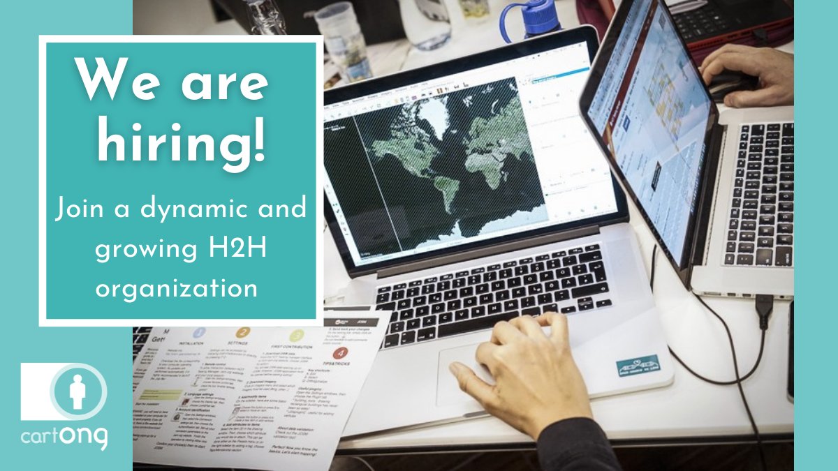 assocCartONG's tweet photo. 👋Please share! CartONG is looking for a Full-Stack Web Developer and a GIS Officer (webmaps, applications &amp; servers) to joint its team! 1-year contracts (extendable), working knowledge of 🇬🇧 &amp; 🇫🇷 and interest in the aid sector needed✅Info &amp; applications: https://t.co/ATVLc2JZtv https://t.co/K9nfggbV9V