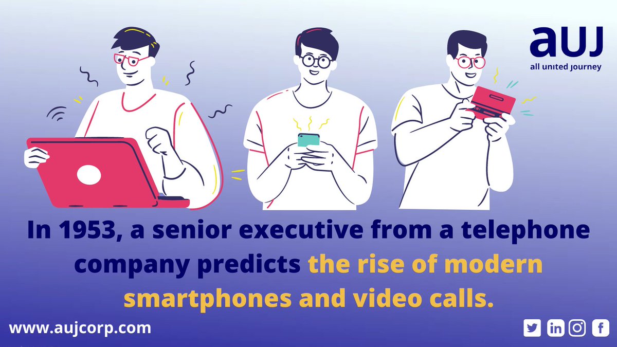 auj_corp's tweet photo. In 1953, a senior executive from a telephone company predicts the rise of modern smartphones and video calls. https://t.co/Dkk9PzyRld