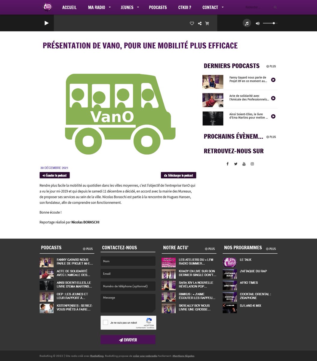 L'interview sur <a href="/radiolfm/">LFM Radio</a> sur le lancement de <a href="/VanoMobi/">VanO.mobi</a>  aux <a href="/Les_Mureaux/">Ville des Mureaux</a>   est disponible en podcast. Merci  <a href="/Ncs_B/">Nicolas Boraschi</a>  lfm-radio.com/podcasts/prese…