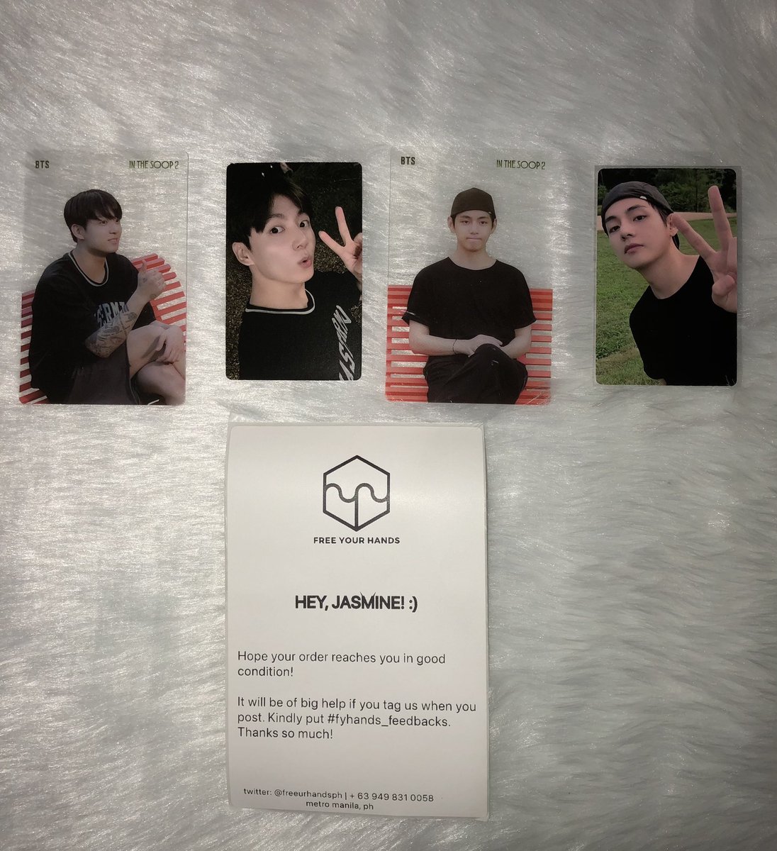 jaskiddingzx's tweet photo. My taekook In the soop 2 pc is finally home! Thank you so much @freeurhandsph for the smooth transaction! Arrived super safe 🥰 Until next time po 💜
#fyhands_feedbacks https://t.co/T3prviaKbu