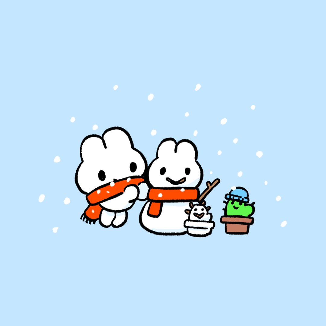 snowman scarf no humans red scarf snow rabbit snowing  illustration images