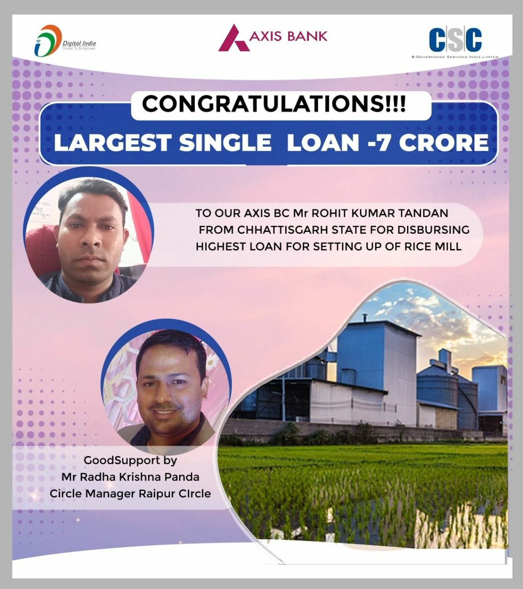 OBEROI01732's tweet photo. Congratulations Our Chhatisgarh VLE Rohit Kumar

@CSCegov_ 
@cscchhattisgarh 
@dintya15 
@CSCegov_ https://t.co/b81rdjVwcr