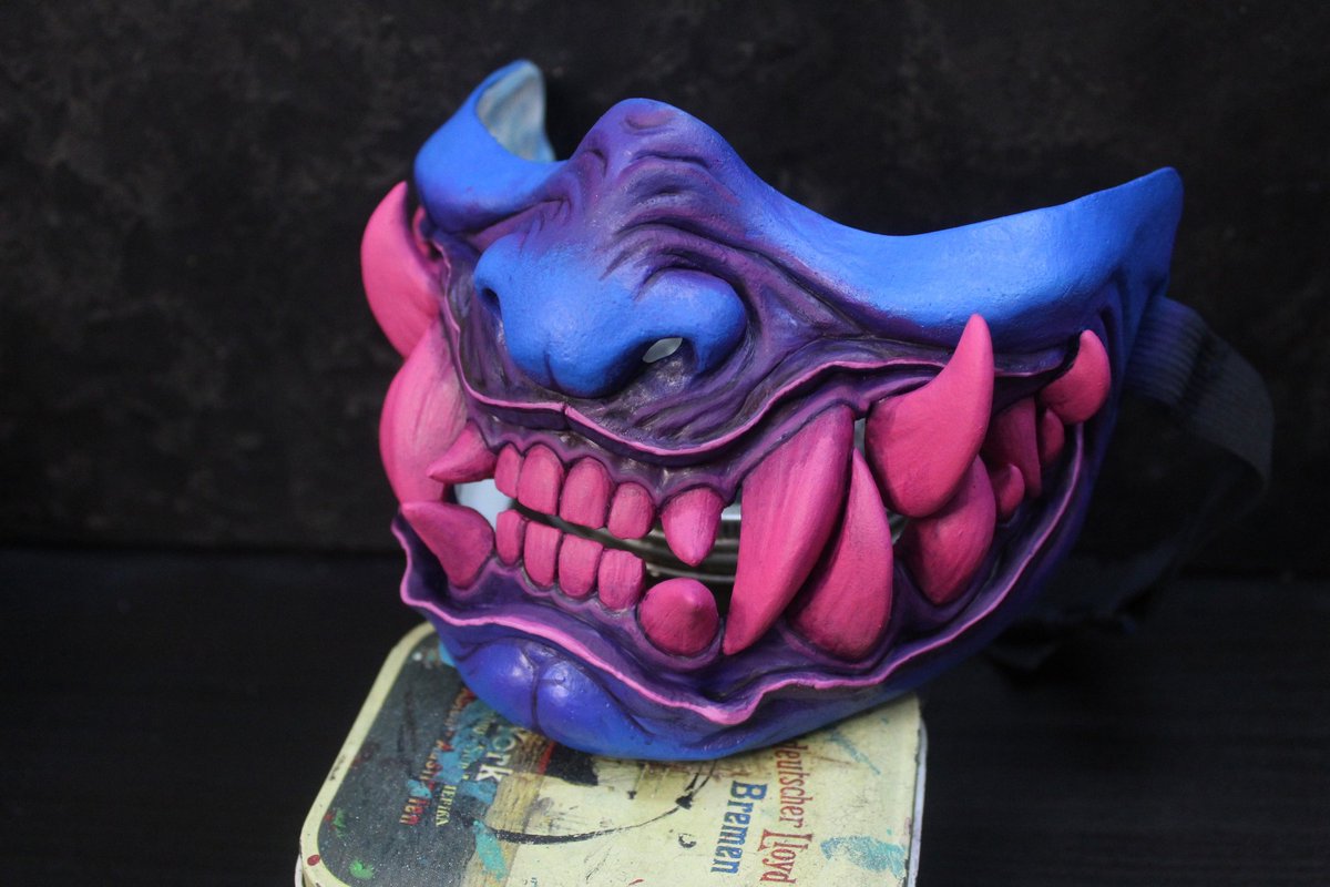 FariisTal's tweet photo. Neon Oni WIP
I recently received a mask and decided to paint it.
Primary colors and blue shades are ready.
#oni #neon #halfmask #mask #painting #pink #blue #hanyamask #hanya #handmade https://t.co/goyS2BCVRD