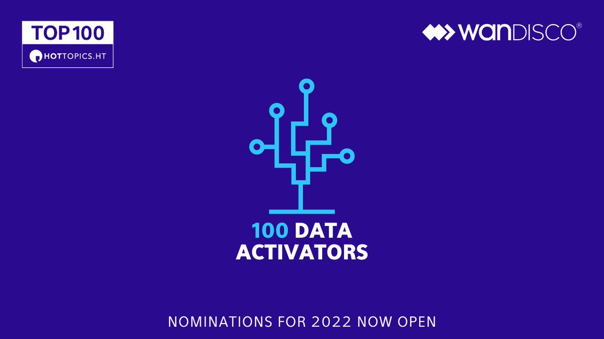 HotTopicsHT's tweet photo. We at @HotTopicsHT are delighted to announce the launch of our Top 100 Data Activators Awards in partnership with @WANdisco.
Nominate your Top 100 Data Activator here: https://t.co/zToVSIkK4F
ย #DataActivators #cios #cdos #cto #cisos #leadership #hottopicsht https://t.co/7CMErwBhTs