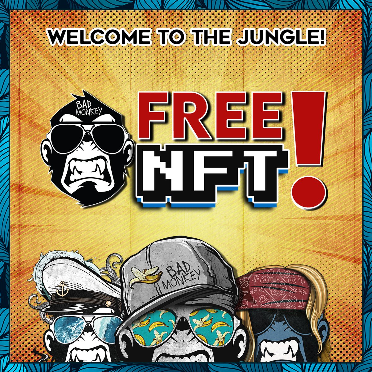 BadMonkeyStyle's tweet photo. 14 Free NFTs Giveaway
2 NFTs every day
1. Retweet this Givaway
2. Tag Two friends
3. Join our Discord
Two lucky winners will be anounced daily
Join our Discord: https://t.co/j1BkZ5F3hX
#NFT #NFTCommunity #NFTartist #NFTdrops #NFTGiveaway #NFTProject #BadMonkeyNFT https://t.co/5N4PzqEoLL