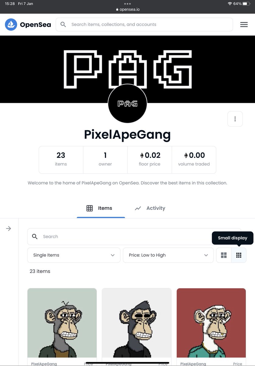 pixelapegang's tweet photo. PAG Fam , be aware of this fake collection :

🚨 Fake collection 🚨- https://t.co/O8G0VNlLhY

We request @opensea @Tob_Opensea to remove this collection 🙏🏻

Real collection - https://t.co/P4zQ5pIIof

They are using our Logo as well.

#nft #nfts #nftcollector #opensea https://t.co/Fjijivor2q