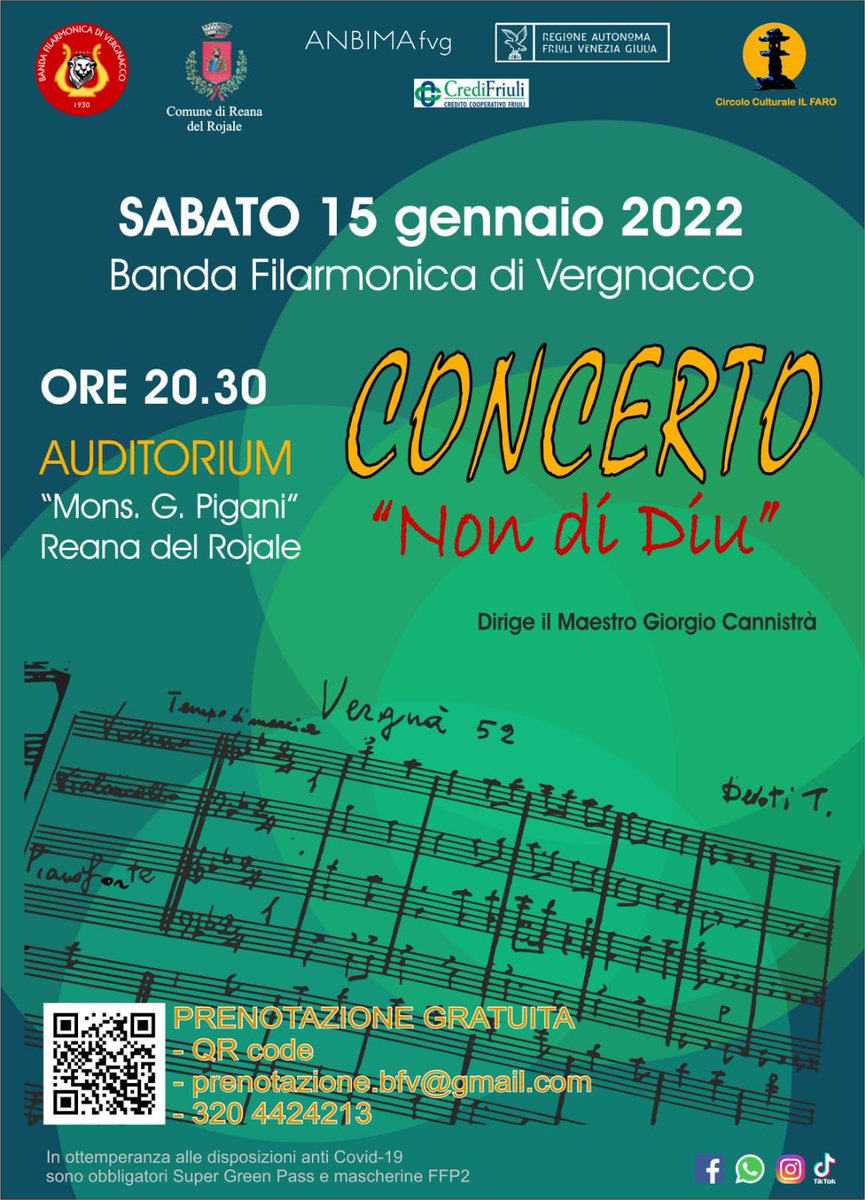 alabardiere's tweet photo. #banda #filarmonica #vergnacco #reana #rojale #udine #friuli #fvg #musica #concerto #territorio #auditorium #notiziario #notizia #notizie #news #music #concert #GreenpassObbligatorio #greenpass #FFP2 #FFP2forAll #green #pass #prenotazione #Booking https://t.co/AHuE6dSRcM