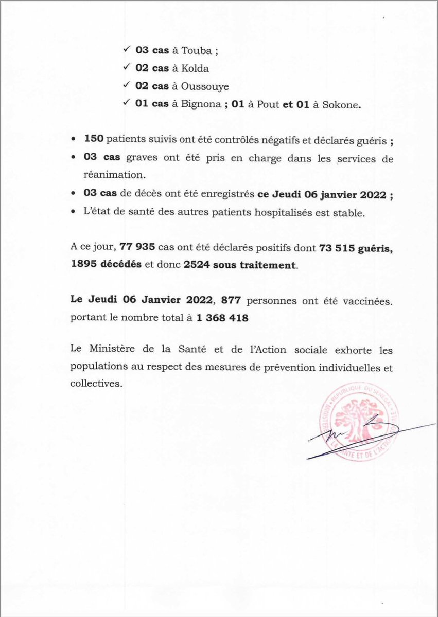 Ministère de la Santé et de l'Hygiène publique tweet media