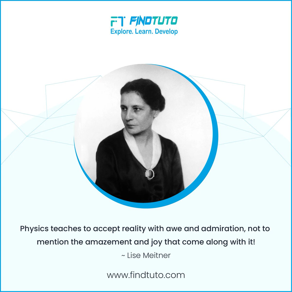 Quote of the Day!
Physics teaches us to accept reality with awe and admiration, not to mention the amazement and joy that come along with it!
~ Lise Meitner
#physics #expertquotes #lisemeitner #fridayquote