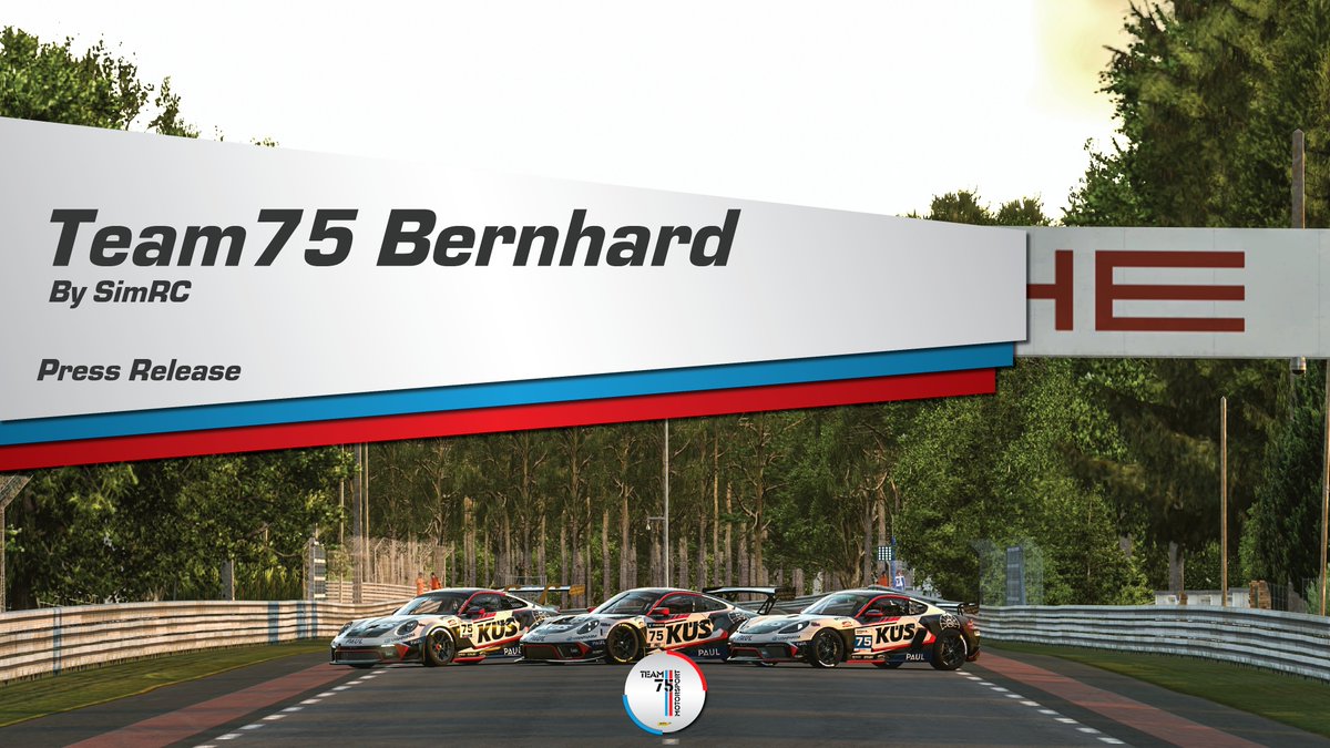 📢The official unveiling of <a href="/team75bernhard/">TEAM 75 Bernhard</a> by SimRC!

After a teaser event late last year in DNLS, <a href="/team75bernhard/">TEAM 75 Bernhard</a> officially begins operations this weekend! Yellow and black be gone - You can catch our team in Porsche Motorsport products, with the red, white and blue of Team75.