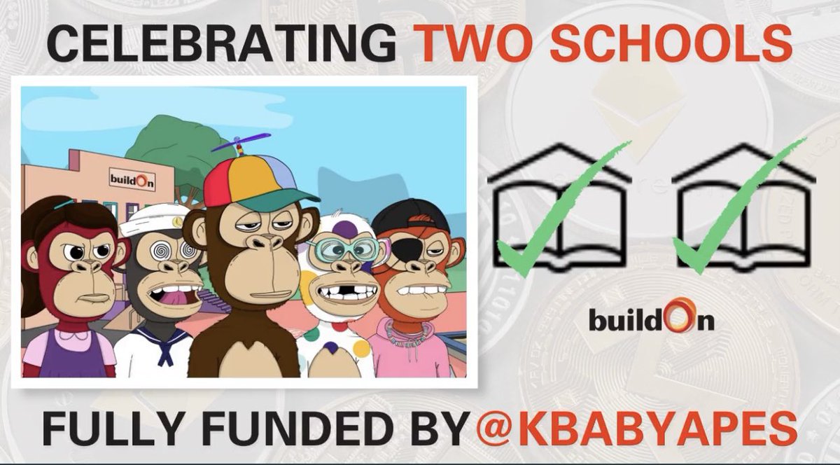 pbirdanthejpegs's tweet photo. With so many derivatives blasting through the roof. I decided to join a project with some awesome incentive @KBabyApes pledging to construct 2 schools in an underprivileged country with community deciding on location. 👏🏽 I’d rather see schools built than floors swept 👏🏽 https://t.co/ktddQwDYWO