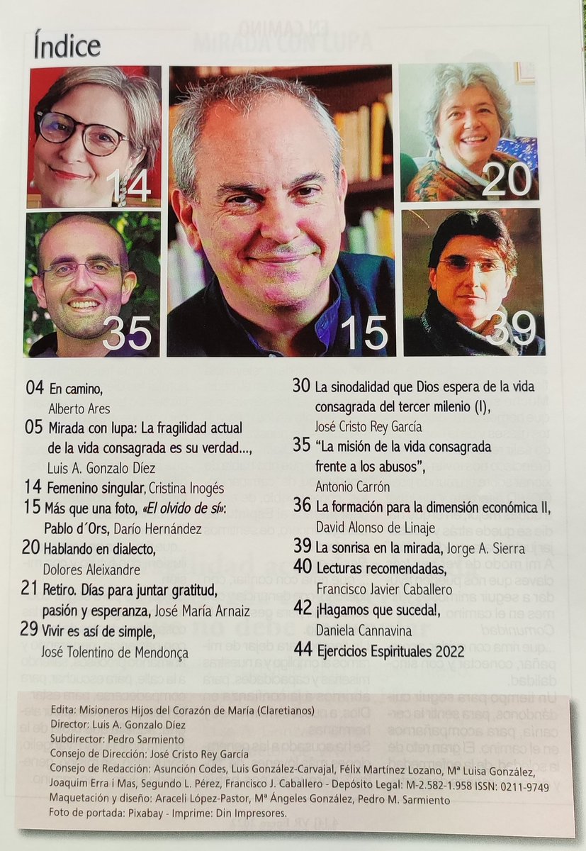 ¡Qué bien empezar el 2022 estrenando colaboración en <a href="/VidaReligiosa1/">Vida Religiosa</a> y con tan buenos compañeros de camino! 
Gracias <a href="/LuisAGonzalo10/">Luis A. Gonzalo</a> por la invitación.