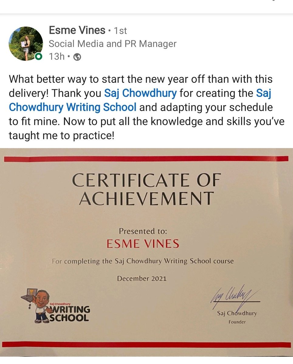 scwritingschool's tweet photo. Obviously it's all about the course, but do you know you get an actual physical certificate at the end of it!

Journalists &amp; writers sign up for the next set of classes beginning 26 &amp; 27 Jan: https://t.co/OHAbA9eoDm
Methods are based on those used by the BBC Sport &amp; News sites. https://t.co/EcF2yaePAz