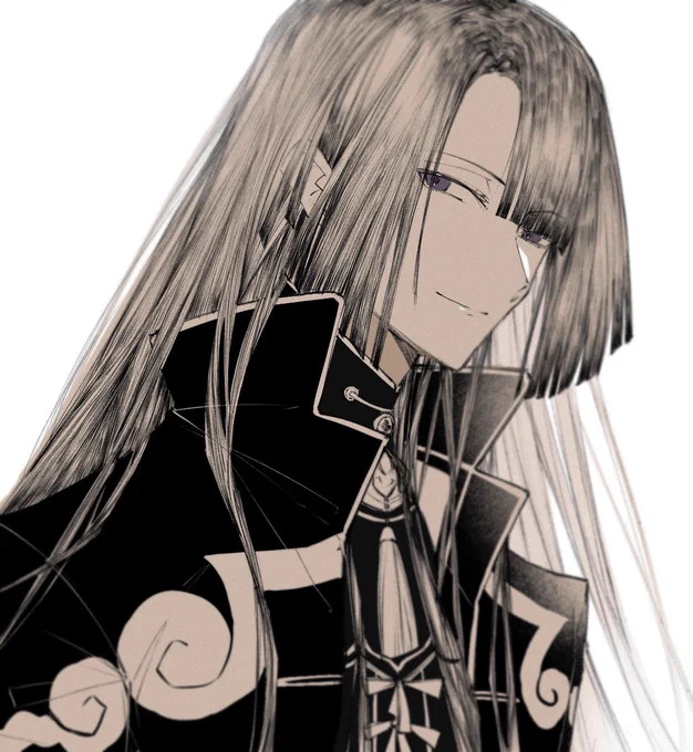 #FGO
太公望さん〜
イベスト最後あたりの1枚絵で第1、2再臨での髪下ろしverを夢見た 