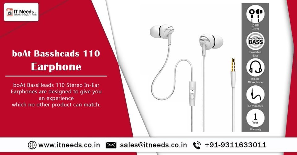 Itneedsestore's tweet image. boAt Bassheads 110 Earphone:
boAt Bassheads 110 Stereo In-Ear Earphones are designed to give you an experience which no other product can match.
👉Contact:
iTNeedseStore:
D77, Sec 63, Noida, Up.
Ph: +919311633011
itneeds.co.in
#keyboard #homeappliances #electronicstool