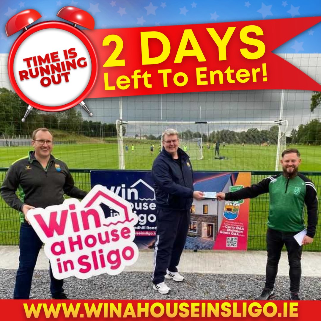 WinAHouseInSligo (@winahousesligo) on Twitter photo โฐ ๐ข๐ก๐๐ฌ ๐ฎ ๐๐๐ฌ๐ฆ ๐๐๐๐ง ๐ง๐ข ๐๐ก๐ง๐๐ฅ โฐ
This Sunday, somebody will win...
๐ก A luxury 3 bed house in Sligo
๐ถ ๐ข๐ฅ โฌ300,000 cash
To get your ticket visit ๐๐ผ winahouseinsligo.ie
#WinAHouseInSligo ๐ซโ
๐ <a href="/currygaaclub/">Curry GAA Club</a>
๐ <a href="/ShannonGaelsGAA/">Shannon Gaels GAA</a> โฐ ๐ข๐ก๐๐ฌ ๐ฎ ๐๐๐ฌ๐ฆ ๐๐๐๐ง ๐ง๐ข ๐๐ก๐ง๐๐ฅ โฐ
This Sunday, somebody will win...
๐ก A luxury 3 bed house in Sligo
๐ถ ๐ข๐ฅ โฌ300,000 cash
To get your ticket visit ๐๐ผ winahouseinsligo.ie
#WinAHouseInSligo ๐ซโ
๐ <a href="/currygaaclub/">Curry GAA Club</a>
๐ <a href="/ShannonGaelsGAA/">Shannon Gaels GAA</a>