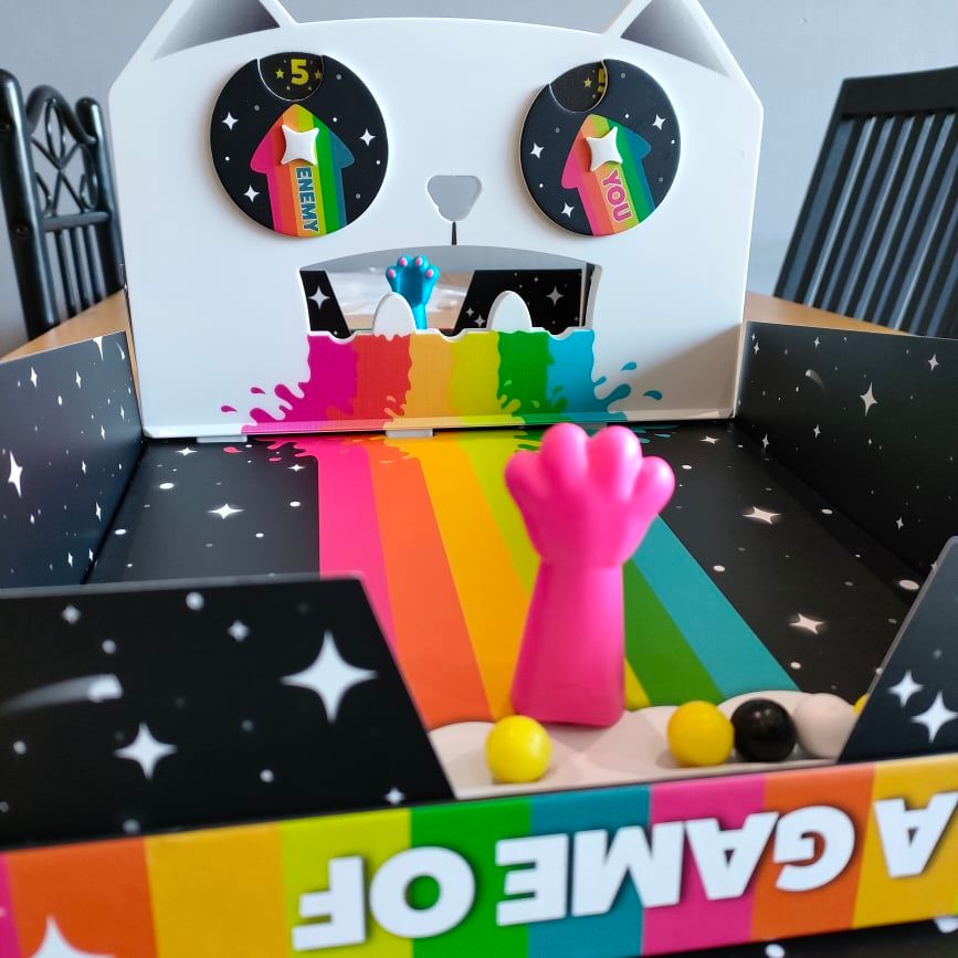 Playopolis's tweet image. What could possibley go wrong with this game! New in from the guys behind exploding kittens. A simple but fun pinball esque type game! 🐱🏀