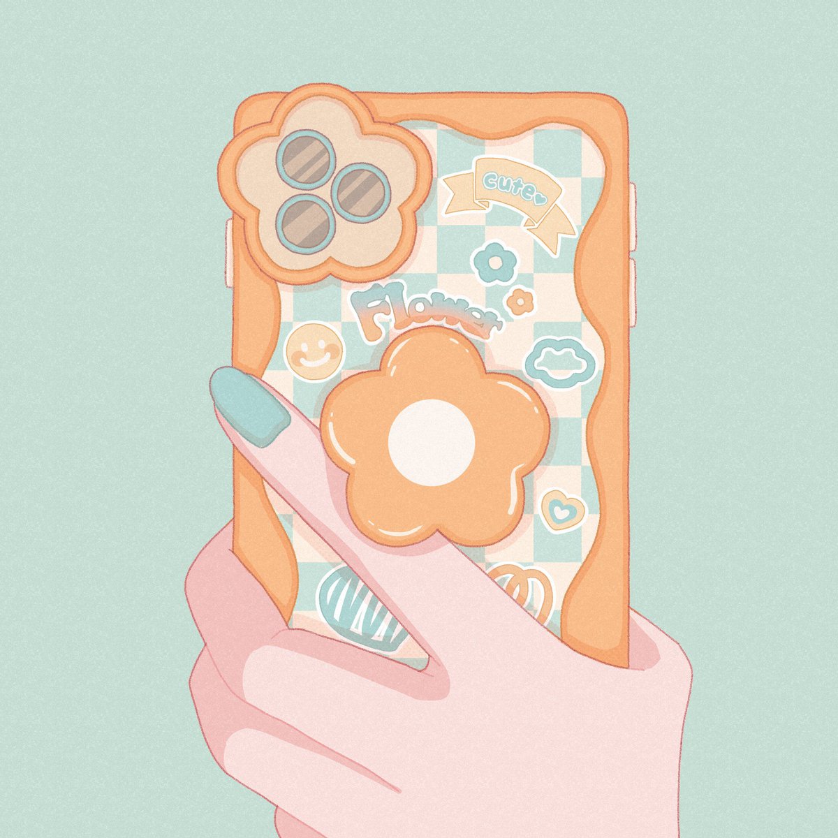 「phone case 」|ねこぽた。のイラスト
