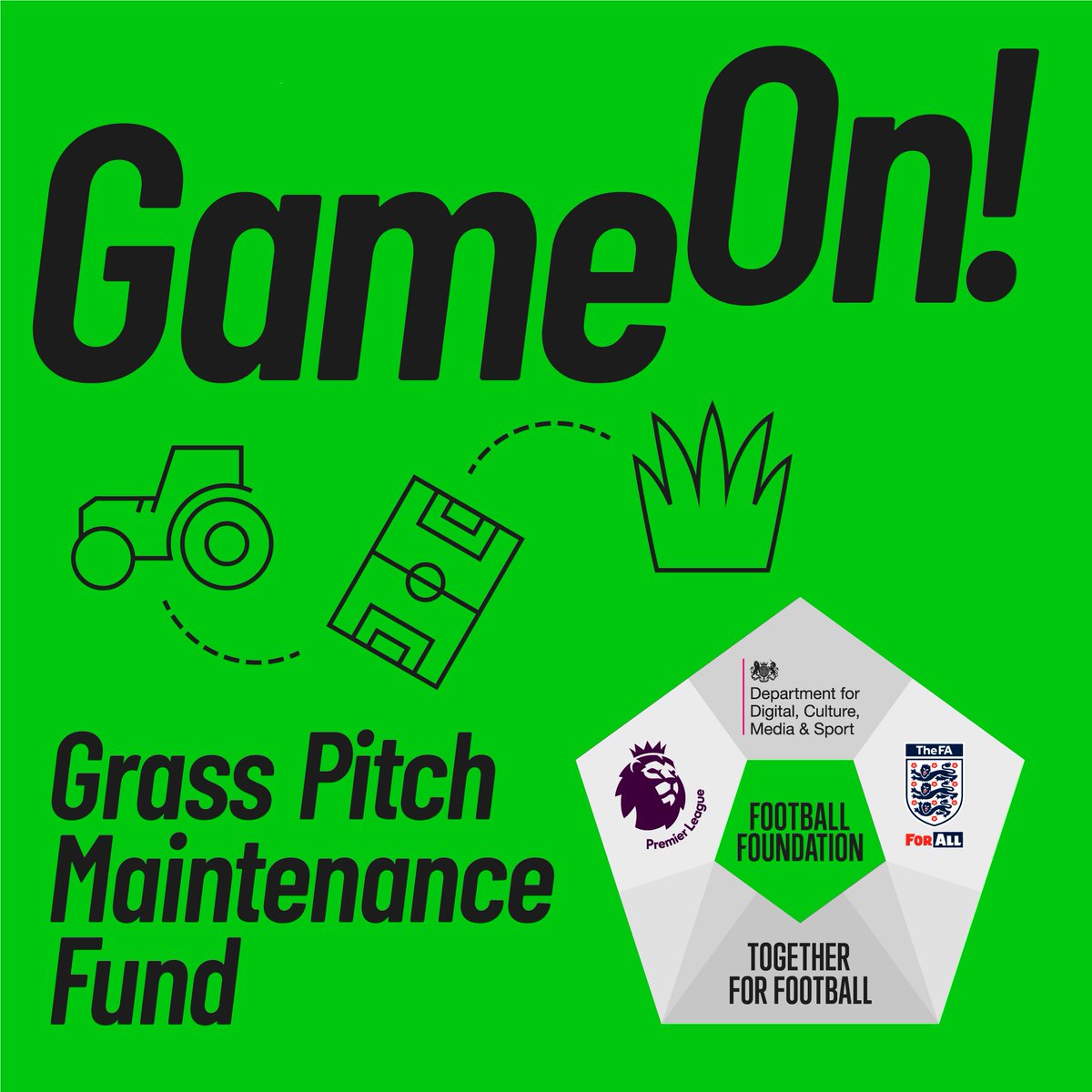 GET IN!
 
Football is back &amp; our grass pitches will be looking great thanks to a Grass Pitch Maintenance Fund grant. The funding, delivered by <a href="/premierleague/">Premier League</a> <a href="/DCMSgovUK/">DCMS</a> @footballfoundation &amp; the FA will help us further develop our link with primary partners <a href="/RobinParkFC/">Robin Park Fc</a>