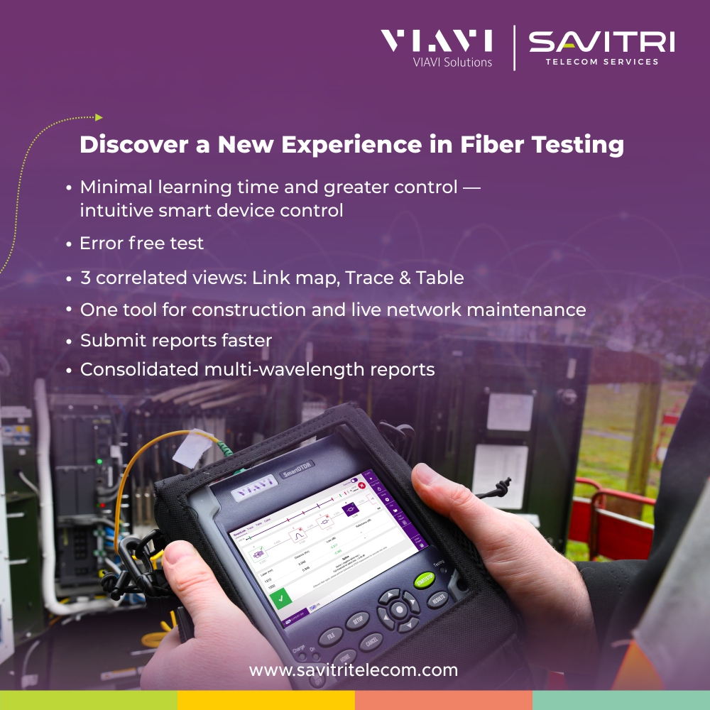 Savitritelecom's tweet photo. SOLUTIONS I Take a look at our new OTDR 2.0 test solutions for the SmartOTDR, T-BERD, MTS and OneAdvisor platforms and give your tech team a new experience.

#OTDR #FiberTesting #TestAndMeasurement #SavitriandViavi https://t.co/tjWTF5mgr2