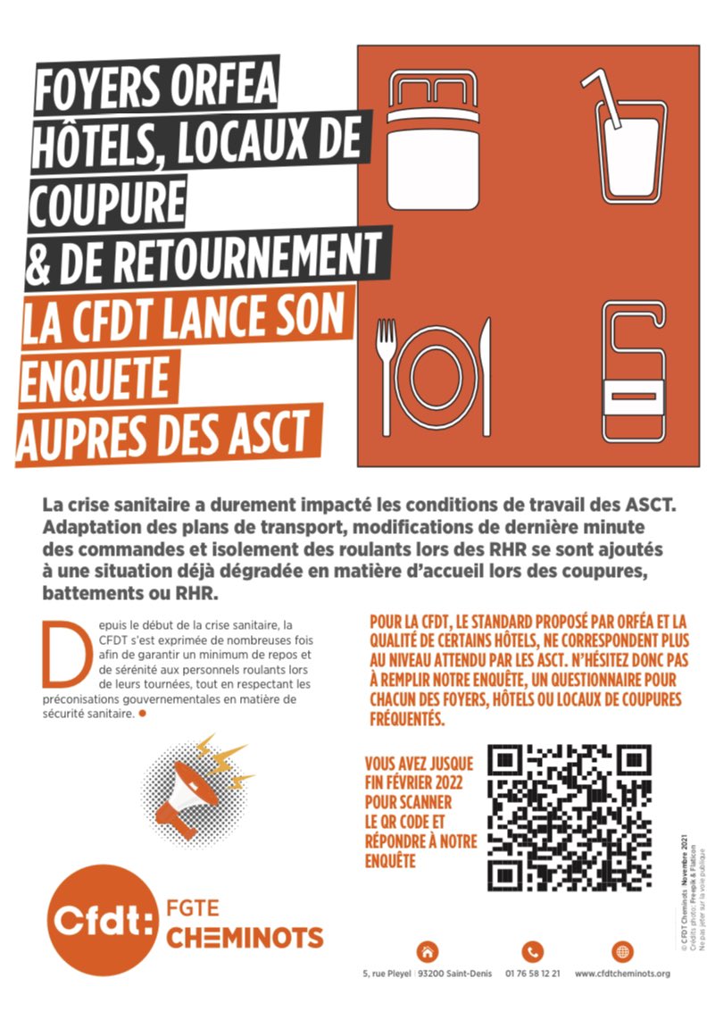 johannbedel's tweet photo. Déjà beaucoup de réponses à notre enquête @cfdtcheminots sur les foyers #Orfea.
L’enquête est encore ouverte, n’hésitez pas à donner votre avis!
⬇️
https://t.co/cDQiBkdfNJ…

#CFDT #Enquete #ConditionsDeTravail #travail https://t.co/rDsSE5jK3f
