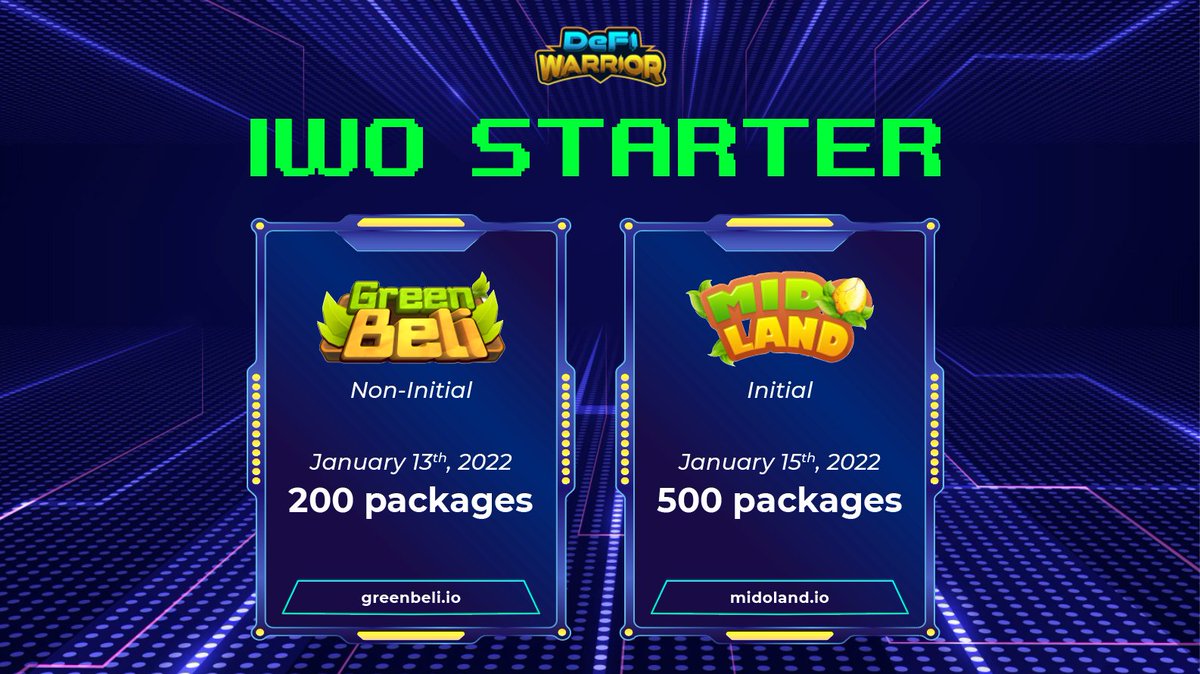 TheMeraGame's tweet image. Our beloved DWERs!
TGIF 😁

💥Let's explode with #DeFiWarrior
There are 2 upcoming #IWO projects this month ✨

💎You will gain many benefits by owning IWO tokens as well as IWO NFTs.

Please wait for specific information about IWO projects. We will announce it soon. Stay tuned!