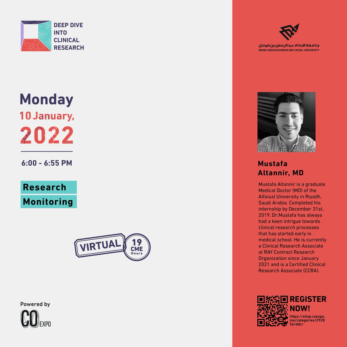 Dr. Mustafa Altannir and an excellent talk about "Research Monitoring"! 🔬💫

<a href="/MustafaTannir/">Mustafa Tannir</a>

#DDCR2022
Register now. 📢
shop.coexpo.me/categories/292…