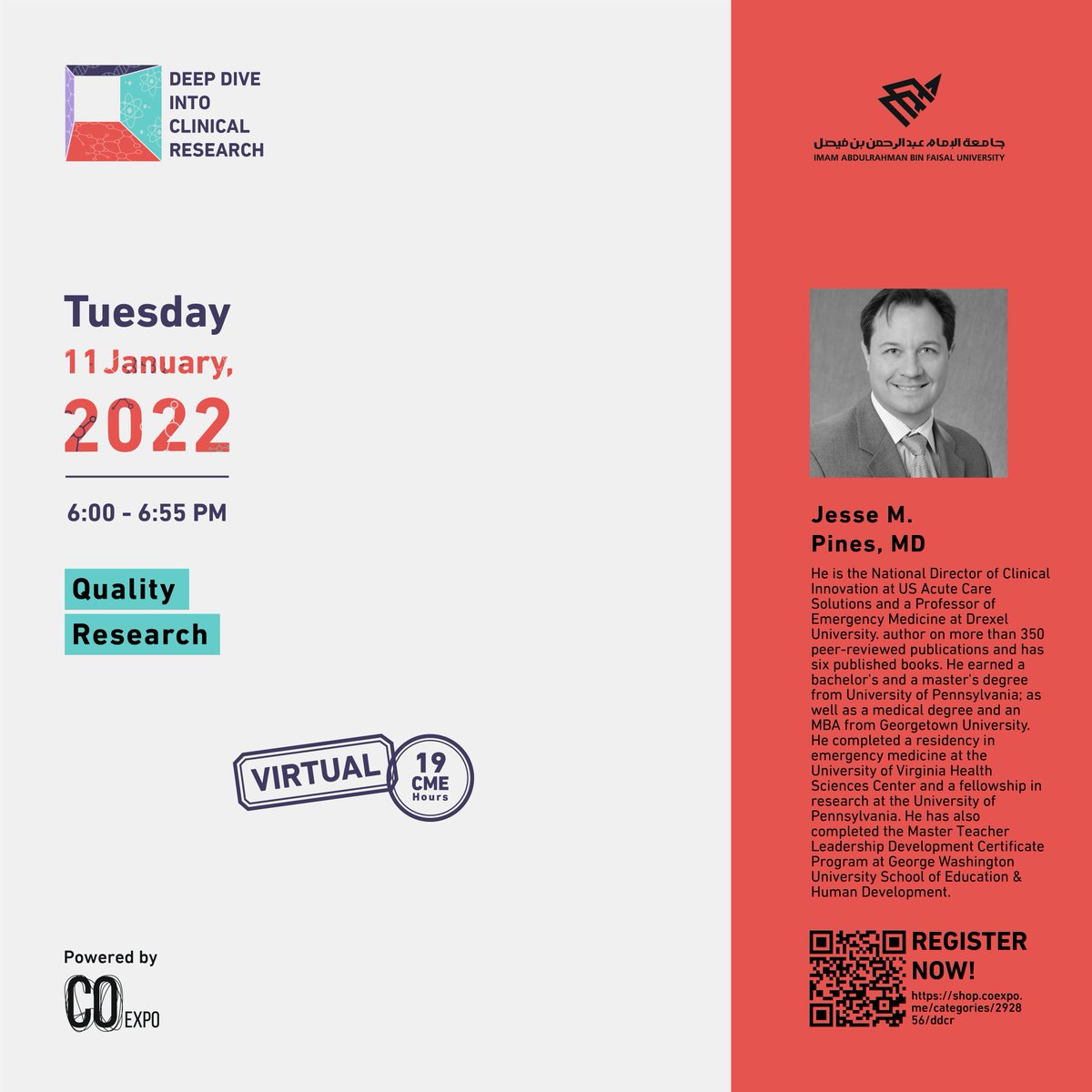What about the quality of your research? 🤔🤔🤔

All the way from United States, Prof. Jesse Pines is sharing with you his great experience in developing impactful researches.🙏

<a href="/DrJessePines/">Jesse M. Pines, MD, MBA</a> 

Register today. 🎆
shop.coexpo.me/categories/292…