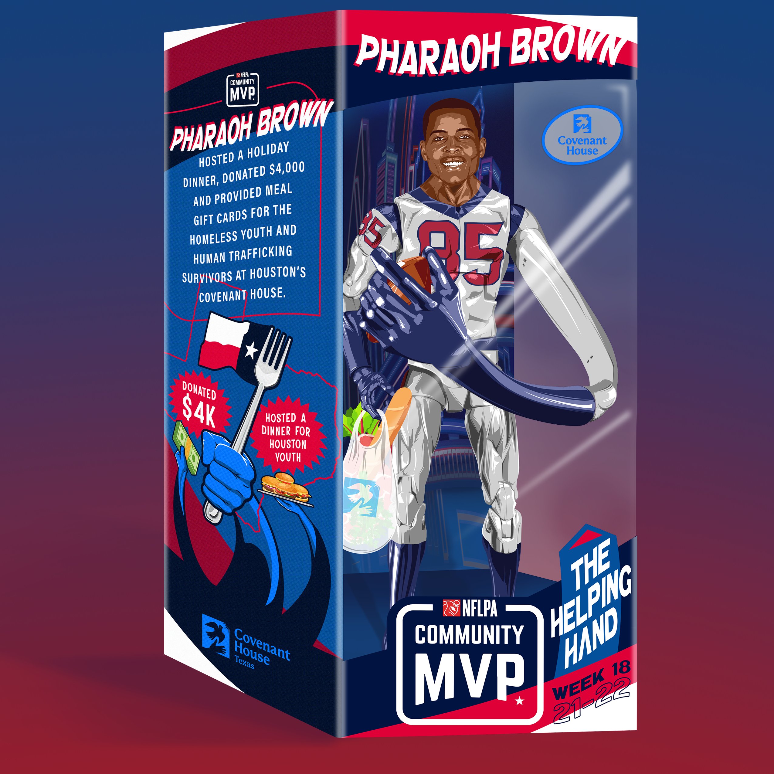 HOUSTON'S PHARAOH BROWN NAMED WEEK 18 NFLPA COMMUNITY MVP