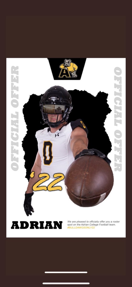 Blessed to receive a roster spot from <a href="/AdrianCollegeFB/">Adrian College Football</a> thank you to <a href="/coachbailey43/">Harry Bailey</a>