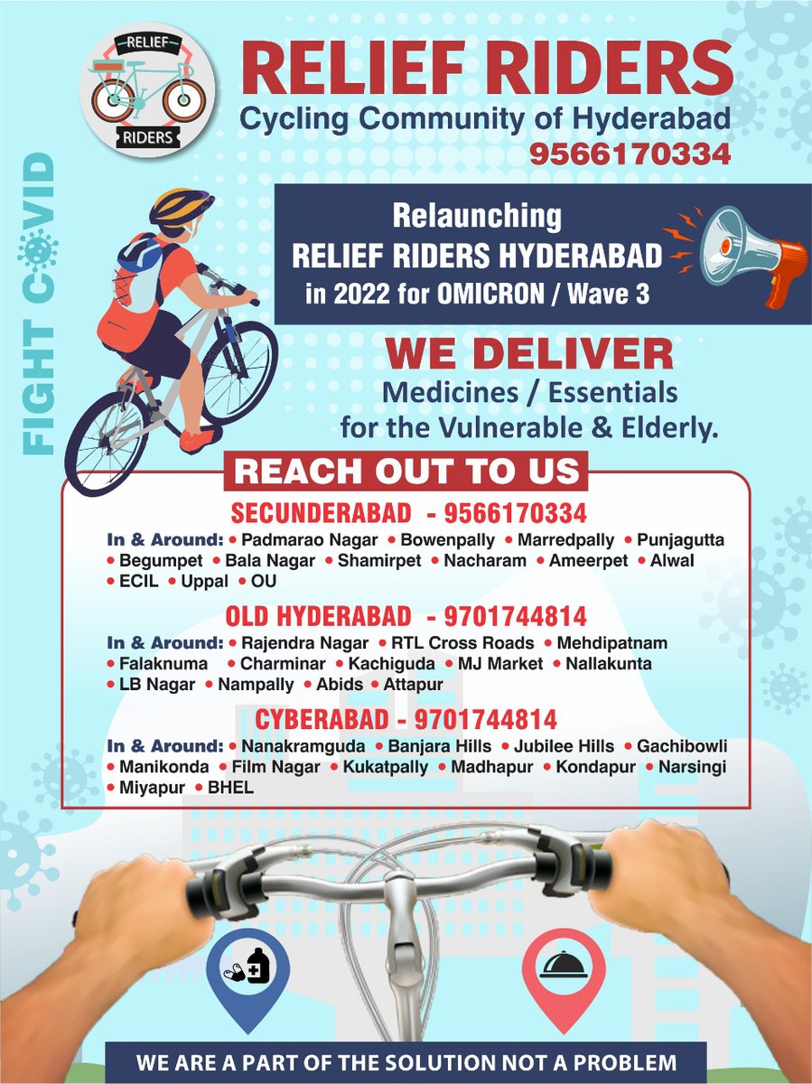 Relief Riders Delivering #Medicines & #Essentials For The Vulnerable and Elderly in #Hyderabad #Cyberabad #Secunderbad. 
 
Please Contact @ReliefRidersHyd 

#COVID #COVIDSOS #COVIDHelp #COVIDHelpline #Thirdwave #Omicron