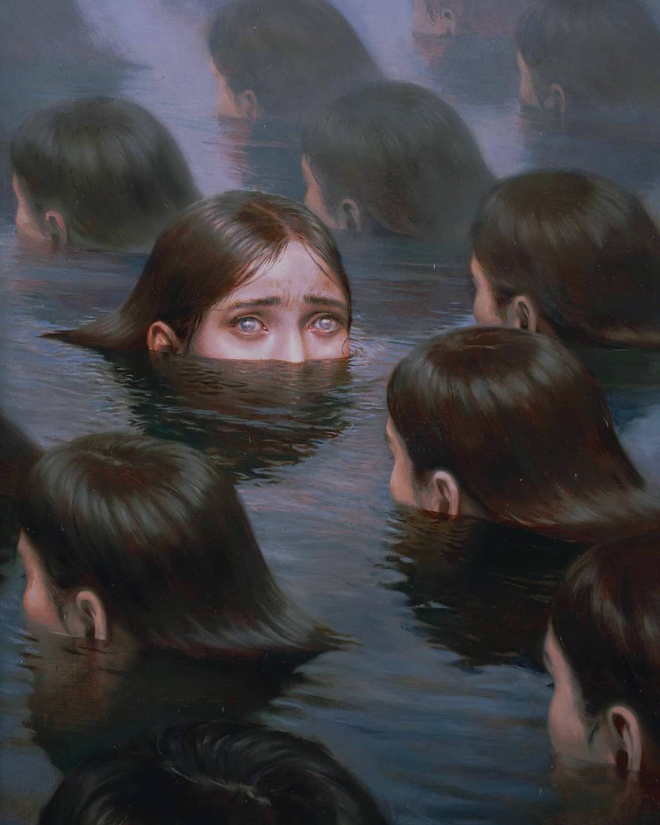 MilesJohnston's tweet image. Ink version and oil painted version