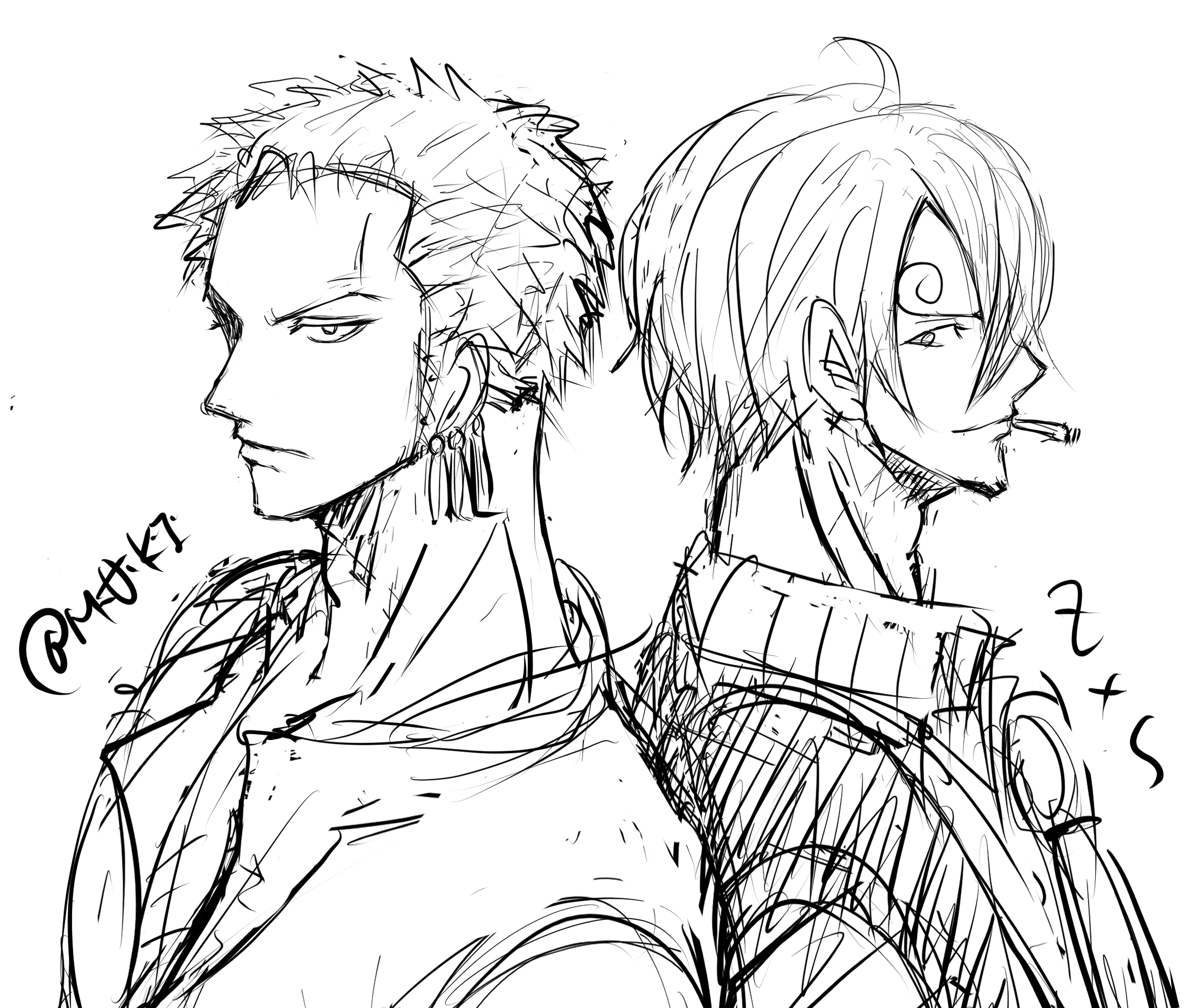 Maki 間隙の絵描き Onepiece ワンピース 3ヶ月上達法 二次創作 アトリエの系譜s イラスト Illustration ゾロ サンジ ゾロサン T Co R71mtfylzn Twitter