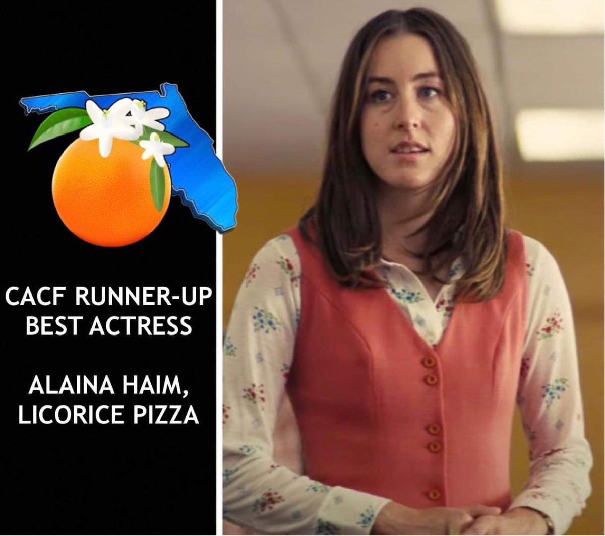 Best Actress Runner-up: Alana Haim, Licorice Pizza 

#AlanaHaim #LicoricePizza @LicoricePizza @MgmStudios #CACF2021