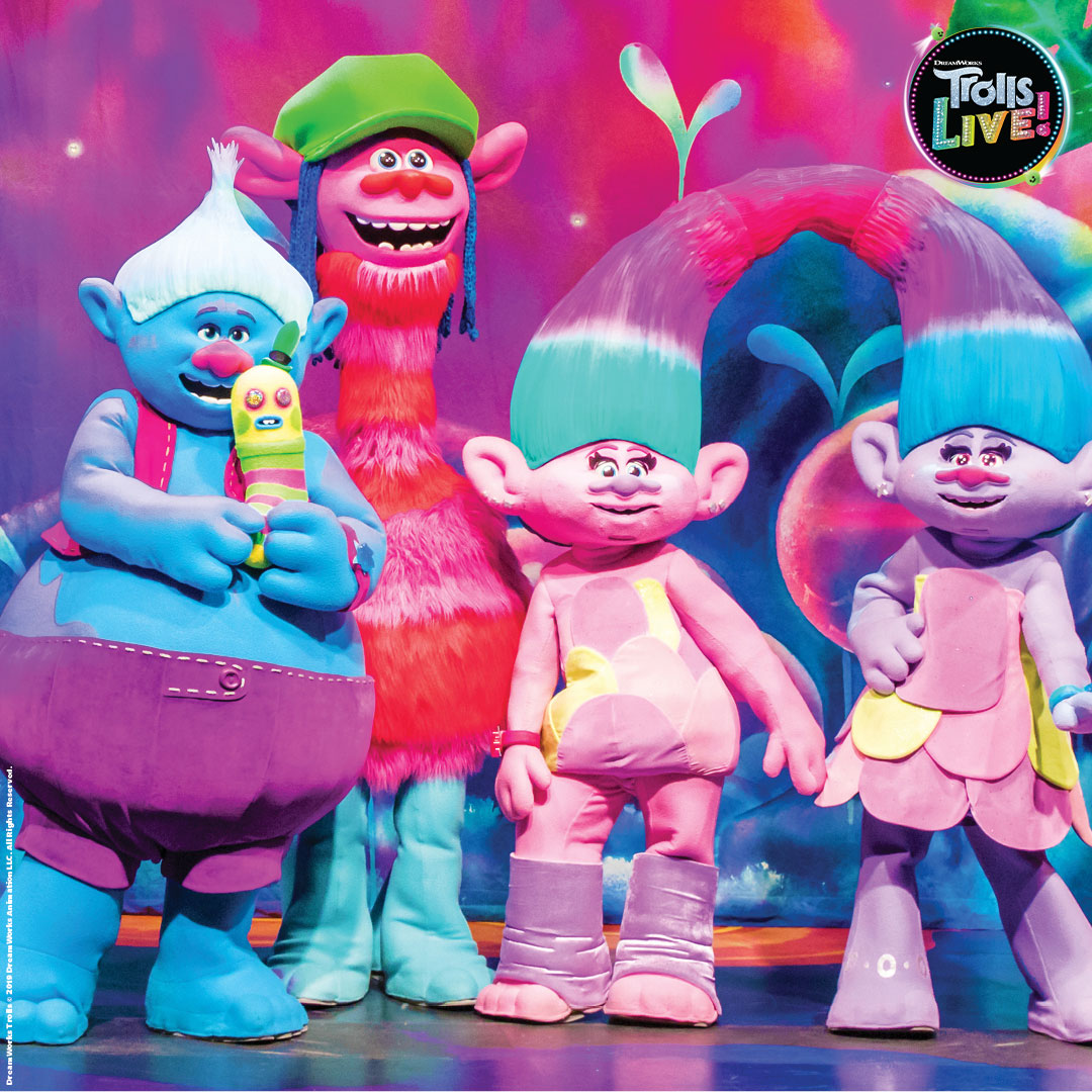 Welcome to the colorful world of Trolls Village <a href="/TrollsLIVE/">Trolls LIVE!</a>! 🌈