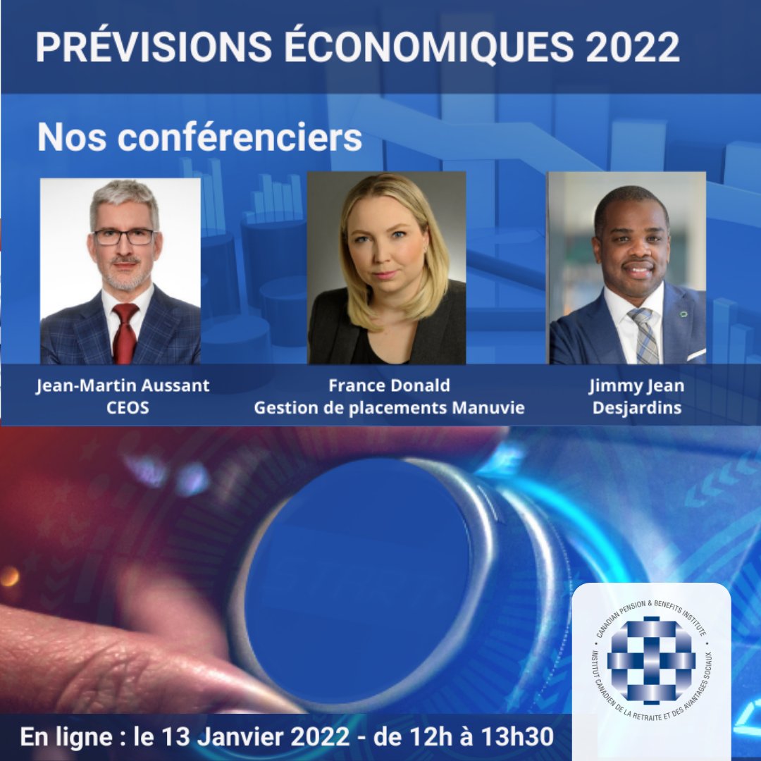 Joignez- vous à notre panel d’investisseurs et répondants de régimes de retraite pour y gagner en perspective.

Venez écouter les prévisions économiques de nos conférenciers pour l’année 2022.

Pour plus d'informations: bit.ly/3D8YdiB
#webinaire  #previsions #economique