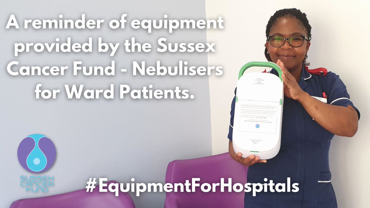 SxCancerFund's tweet photo. A reminder of equipment provided by the Sussex Cancer Fund - Nebulisers for Ward Patients. https://t.co/6RZnC63BUR #GiveBack #BSUH #EquipmentForHospitals #CancerTreatment https://t.co/Uf8uwixbrT