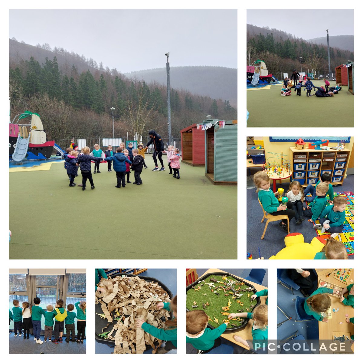 Exciting times in nursery today - role playing, hunting for wild animals, a jungle safari, jigsaws and watching the ❄ coming down...we rounded off the day outside with follow my leader and a great game of 'ring a ring a roses'! Happy Friday all. #OVway <a href="/UNCRCArticle31/">Article 31</a>, <a href="/OgmoreP/">Ogmore Vale Primary</a>