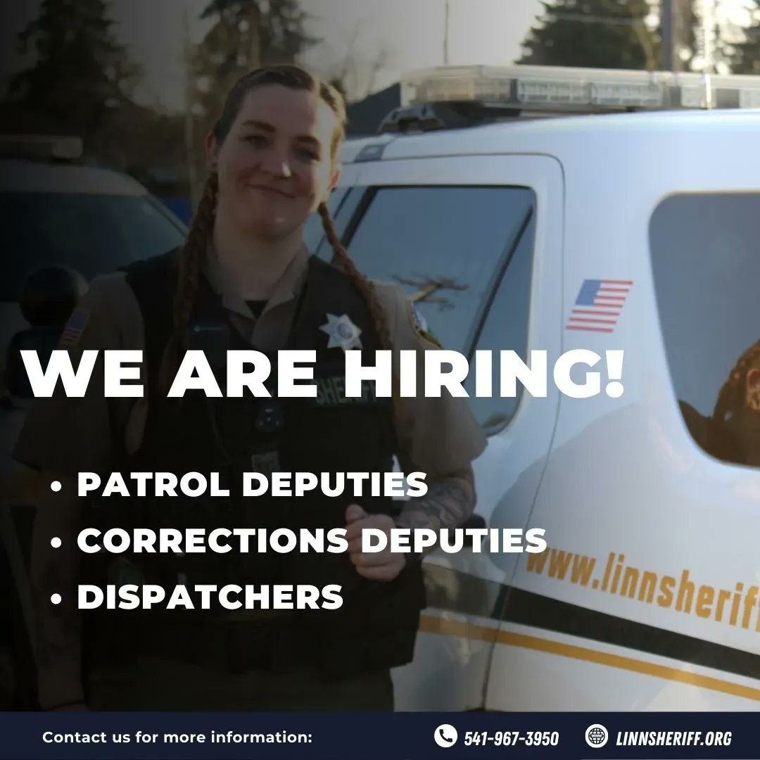 LinnCountySO's tweet photo. Do you have the courage to serve your community? Are you thinking about getting into law enforcement or making a change from your current agency? Check us out!

Please visit our Careers Page at https://t.co/AJCeyuWhyQ to view and apply for our open positions! https://t.co/B4KhFykhHW