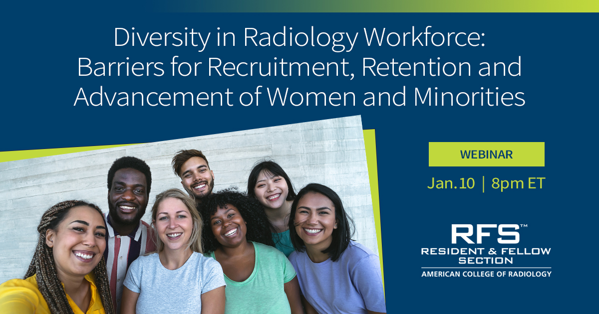 Our @ACRRFS Women and Diversity Advisory Group is hosting an online panel discussion on the importance and challenges of creating a diverse #radiology workforce. We hope you'll join us this Mon, Jan. 10 bit.ly/32vDs3Z @LBSrad @drsherrywang @c_debenedectiMD